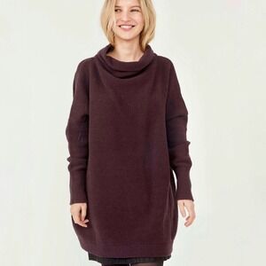 Free People | Ottoman Slouchy Oversized Tunic Sweater Black Raisin Size L